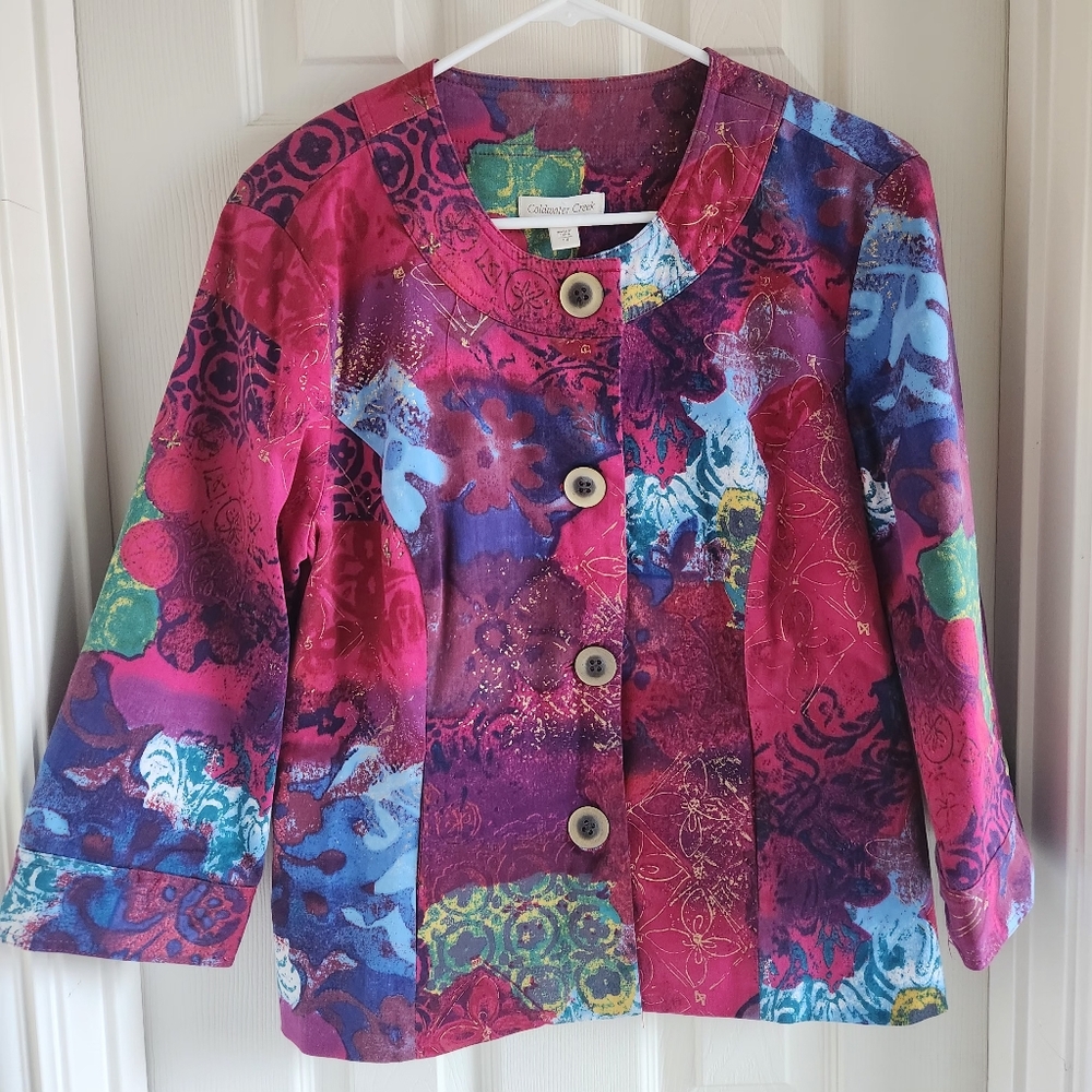 Coldwater Creek Pink Floral‎ Blazer Size 14